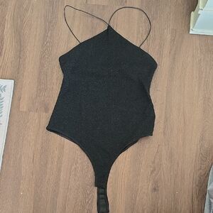 Mango Black Shimmery Strappy Bodysuit